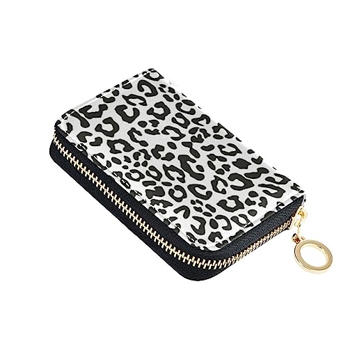 FRODOTGV Kleiner Karten-Organizer für Damen, Leopardenmuster, RFID-blockierend, Leder, Reißverschlusstasche, Geldbörse für die Arbeit, Leopard Black Spots, 1 size, Classic von FRODOTGV