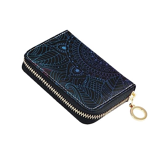 FRODOTGV Kleines Kreditkartenetui im Boho-Stil, Retro-Stil, für Mädchen, risikofrei, RFID-Kartenhalter, Leder, Reißverschluss, für die Arbeit, Retro Black Boho, 1 size, Classic von FRODOTGV