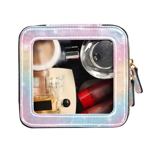 FRODOTGV Kosmetiktasche, abstrakte Galaxie, Fantasy-Einhörner, transparent, klein, Leder, Kulturbeutel, Make-up-Organizer, Abstrakte Galaxie-Fantasy-Einhörner, 1 Size von FRODOTGV