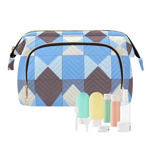 FRODOTGV Kosmetiktasche Groß Kosmetiktasche Wasserdicht Kariert Blau Weiß Braun Reise Badezimmer Damen Münzbörse Geldbörse, Kariert, Blau, Weiß, Braun, 1 Size FRODOTGV Kosmetiktasche Groß Kosmetiktasche Wasserdicht Kariert Blau Weiß Braun Reise Badezimmer Damen Münzbörse Geldbörse, Kariert, Blau, Weiß, Braun, 1 Size von FRODOTGV