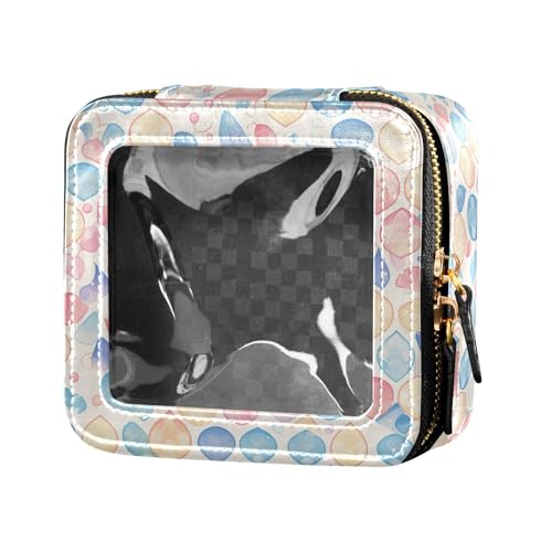 FRODOTGV Kosmetiktasche aus Leder, Motiv: Küsse und Blumen, rosa Muster mit Bändern, durchsichtig, mit Reißverschluss, Kosmetikbehälter für Mädchen, Meerjungfrau Fischschuppen, 1 Size von FRODOTGV