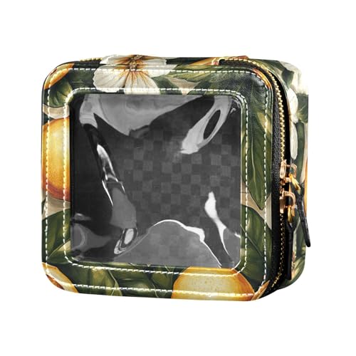 FRODOTGV Kosmetiktasche für Mädchen, Motiv: Amerikanischer Unabhängigkeitstag, Leder, transparent, klein, Kosmetiktasche, Reise-Kulturbeutel, Holz-Zitronen, 1 Size von FRODOTGV