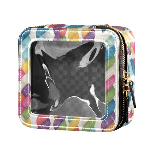 FRODOTGV Kosmetiktasche für Mädchen, abstrakt, metallisch, wasserdicht, transparent, klein, für Geldbörse, Kulturbeutel, tragbarer Kosmetik-Organizer für Mädchen, Realistische gestrickte Illustration von FRODOTGV