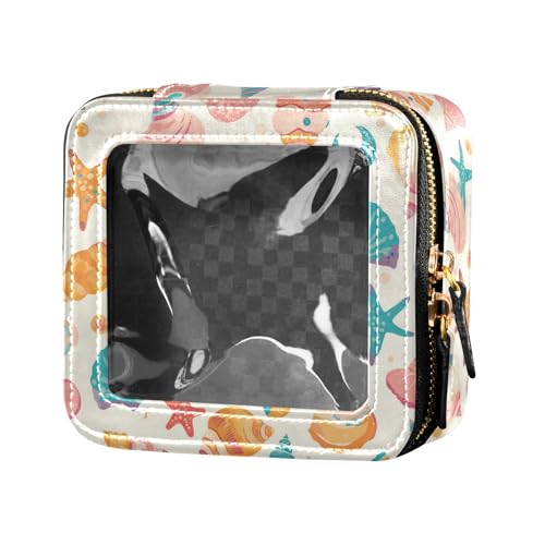 FRODOTGV Kosmetiktasche mit Geparden-Aufdruck, niedlich, transparent, für Mädchen, Kosmetikbehälter, Kulturbeutel, Muscheln in verschiedenen Formen und Seesternen, 1 Size von FRODOTGV