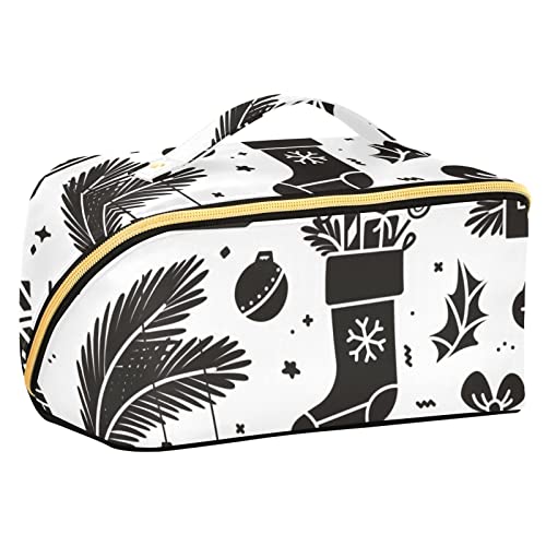 FRODOTGV Kosmetiktasche mit Weihnachts-Silhouetten-Muster, große Kapazität, Reise-Kosmetiktasche, Make-up-Tasche, wasserdicht, tragbar, Make-up-Organizer-Tasche mit Griff und Trennwand, von FRODOTGV