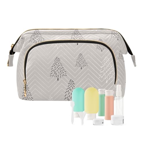 FRODOTGV Kosmetiktasche mit Weihnachts- und Neujahrssymbolen, wasserdicht, für Reisen, Make-up-Tasche, Wechselgeldbörse, Damen, Reisen, Baum mit Symbolen für Weihnachten, Neujahr, 1 Size von FRODOTGV
