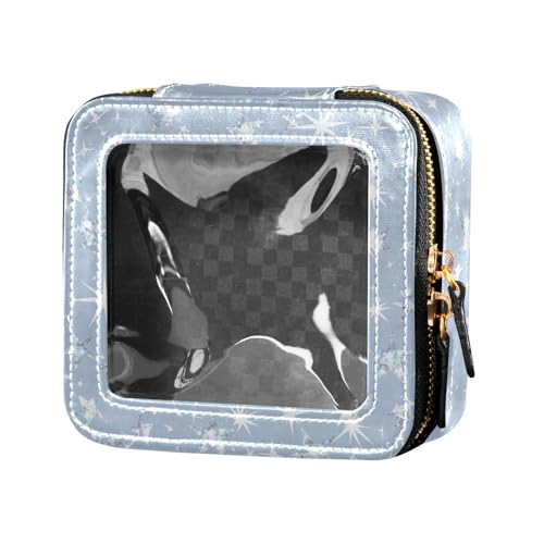 FRODOTGV Kosmetiktasche mit gelbem Entenmotiv, niedlich, transparent, für Mädchen und Damen, Nagellack-Organizer, Kulturbeutel mit Reißverschluss, Silbernes Glitzermuster, glänzendes Glitzer, 1 Size von FRODOTGV