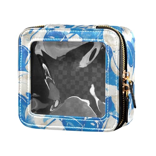 FRODOTGV Kosmetiktasche mit niedlichem Muster, Motiv: Autos und Straßen, wasserdicht, durchsichtig, für Toilettenartikel, Kosmetiktasche für Mädchen, Baseballblau gestreift, 1 Size von FRODOTGV