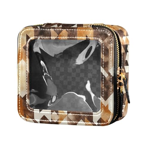 FRODOTGV Kosmetiktasche mit niedlichen Cartoon-Charakteren und weihnachtlichen Elementen, rosa Leder, transparent, kleine Make-up-Tasche für Mädchen und Frauen, Kosmetik-Organizer, transparente von FRODOTGV