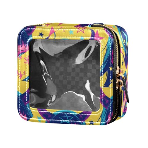 FRODOTGV Kosmetiktasche mit roten Lippen, Kirschweiß, niedlich, transparent, Hautpflege, tragbarer Kosmetik-Organizer für Mädchen, Regenbogen-Punkte, Einheitsgröße von FRODOTGV