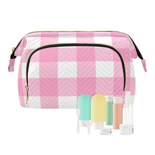 FRODOTGV Kosmetiktaschen, rosa weiß kariert, Make-up-Taschen für Damen, Essentials Make-up Periode Tasche Kulturbeutel Organizer, Rosa / Weiß kariert, 1 Size FRODOTGV Kosmetiktaschen, rosa weiß kariert, Make-up-Taschen für Damen, Essentials Make-up Periode Tasche Kulturbeutel Organizer, Rosa / Weiß kariert, 1 Size von FRODOTGV
