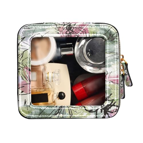 FRODOTGV Künstlerische Make-up-Tasche mit Pinselstrich-Muster, transparent, Kulturbeutel, tragbarer Make-up-Organizer, Künstlerisches Pinselstrichmuster, 1 Size von FRODOTGV