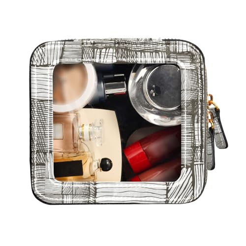 FRODOTGV Kulturbeutel, transparent, klein, Make-up-Tasche für Geldbörse, abstraktes Gittermuster, Make-up-Tasche, Organizer, Abstraktes Gittermuster, 1 Size von FRODOTGV