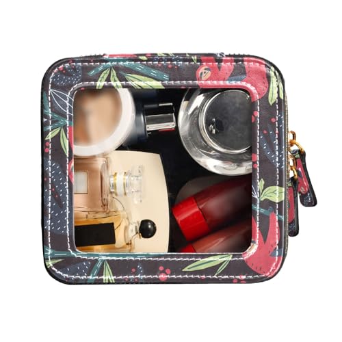 FRODOTGV Kulturbeutel aus Leder, transparent, Reise-Make-up-Tasche, rotes Faultier auf Ast, Kosmetik-Organizer, Rotes Faultier auf Ast, 1 Size von FRODOTGV