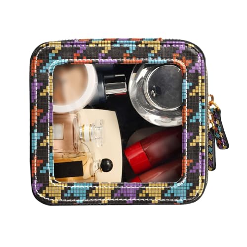 FRODOTGV Kulturbeutel aus Leder, transparent, modernes Hahnentrittmuster, Organizer-Taschen, Moderne Hahnentritt-Textur, 1 Size von FRODOTGV