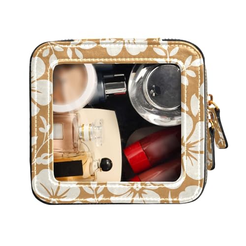 FRODOTGV Kulturbeutel aus Leder mit Blumenmuster und wilden Rosen, durchsichtig, Make-up-Organizer, Kosmetiktasche, Blumenmuster Wildrosen, 1 Size von FRODOTGV