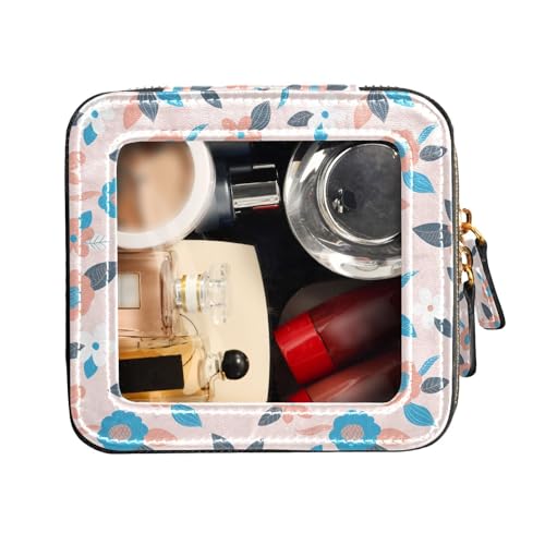 FRODOTGV Kulturbeutel mit Kunstblumen auf farbigem Hintergrund, wasserdicht, transparent, Make-up-Tasche, Organizer, Kunstblumen auf farbigem Hintergrund, 1 Size von FRODOTGV