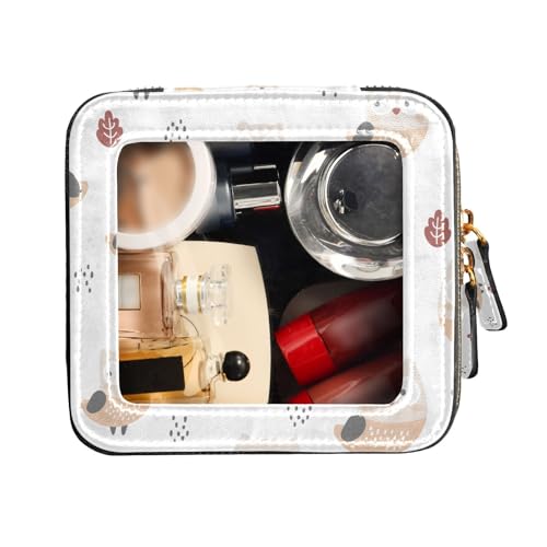 FRODOTGV Kulturbeutel mit Reißverschluss, transparente Make-up-Tasche für Geldbörse, niedliche Eule, wiederholendes Muster, weiß, Nagellack-Organizer-Tasche, Niedliches Eulenmuster, Weiß, 1 Size von FRODOTGV