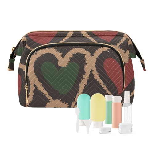 FRODOTGV Kulturbeutel mit Weihnachtsmotiv in Herzform, Kosmetiktasche, Organizer, wasserdicht, für Damen, Weihnachts-Pinselstrich in Herzform, 1 Size von FRODOTGV