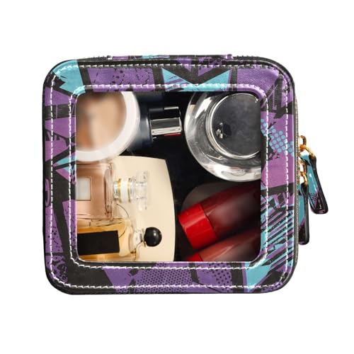 FRODOTGV Kulturbeutel mit abstraktem chaotischem Muster, urbanes geometrisches Muster, Mini-Kulturbeutel, transparent, tragbar, Make-up-Organizer, Abstraktes chaotisches Muster, urbanes geometrisches von FRODOTGV