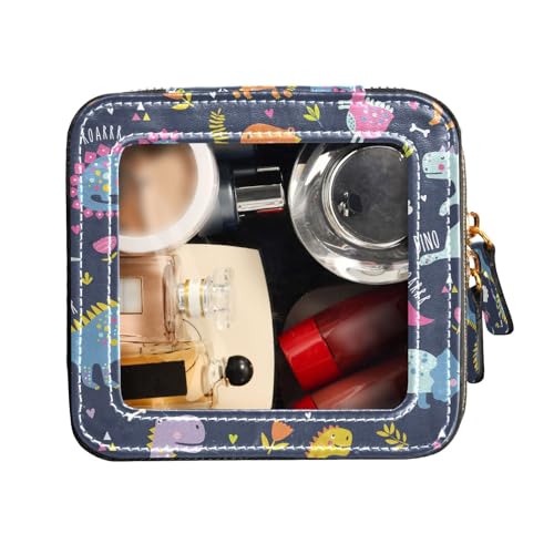 FRODOTGV Kulturbeutel mit bunten Dinosauriern, transparent, klein, Make-up-Tasche für Geldbörse, Kosmetiktasche, Bunte Dinosaurier, 1 Size von FRODOTGV