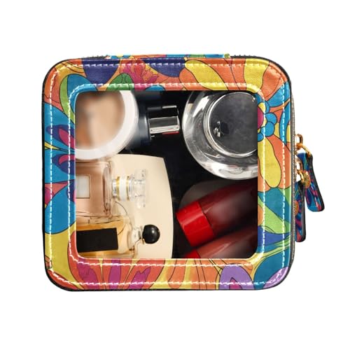 FRODOTGV Kulturbeutel mit bunten Kaktusmotiven, wasserdicht, transparent, kleine Kosmetiktasche für Geldbörse, Bunte Kaktuspflanzen, 1 Size von FRODOTGV