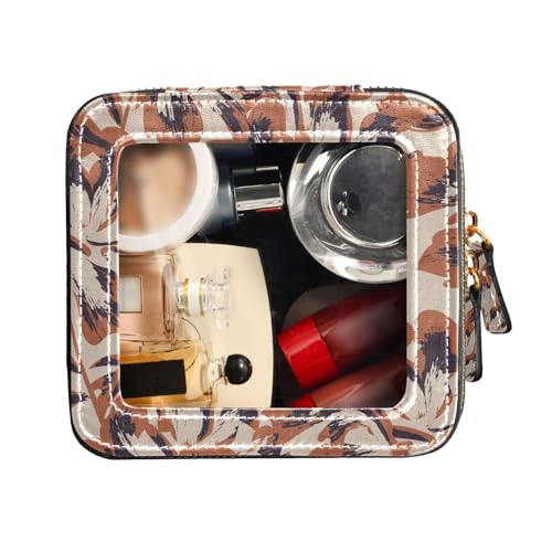 FRODOTGV Kulturbeutel mit floralem Pinselstrich-Muster, mit Reißverschluss, transparente Make-up-Tasche, Leder-Organizer-Taschen, Florales Pinselstrichmuster, 1 Size von FRODOTGV