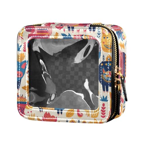 FRODOTGV Leaves Monstera Blots Make-up-Tasche, wasserdicht, transparent, für Mädchen und Frauen, Kosmetikbehälter, Kulturbeutel mit Reißverschluss, Handgezeichnete, niedliche Schweineköpfe von FRODOTGV