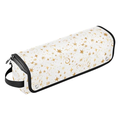 FRODOTGV Lemurs Madagaskar auf blauem Muster Damen Hot Hair Tools Reisetasche Abnehmbare Tragetasche und hitzebeständige Matte für Glätteisen, Glätteisen, Goldener Stern, 1 Size von FRODOTGV