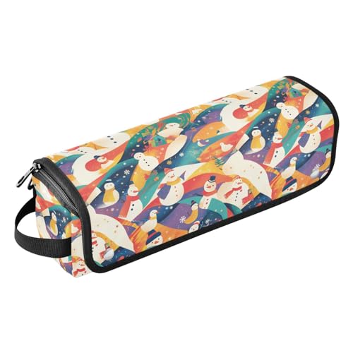 FRODOTGV Lockenstab für Damen, mit weihnachtlichem Schneemann, große Aufbewahrungstasche, mit hitzebeständiger Matte für heiße Werkzeuge, Glätteisen, Haarvolumizer Styler, Schwarz / Weiß von FRODOTGV