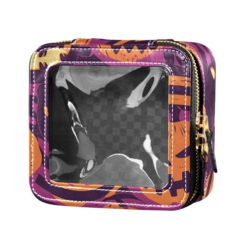 FRODOTGV Lollipop Make-up-Tasche für Mädchen, wasserdicht, transparent, für Geldbörse, Hautpflege, Kosmetikbehälter für Mädchen, Gruseliger Halloween-Kürbis, 1 Size von FRODOTGV