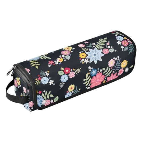 FRODOTGV Lovely Ditsy Aufbewahrungstasche für Haarglätter, mit Eisenmatte, Reisezubehör für Damen, staubdicht, mit Blumenmuster, Schwarz, Schönes Ditsy-Blumenmuster, schwarz, 1 Size von FRODOTGV