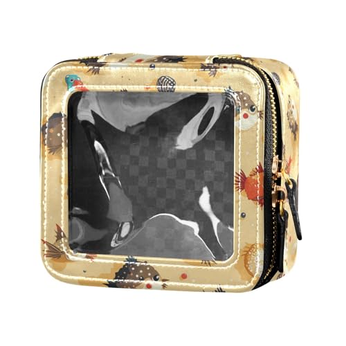 FRODOTGV Lustige Make-up-Tasche aus Leder, transparent, klein, für Mädchen und Frauen, Kosmetik-Organizer, Kulturbeutel, Reisetasche, Niedlicher hawaiianischer Pufferfisch, Einheitsgröße von FRODOTGV