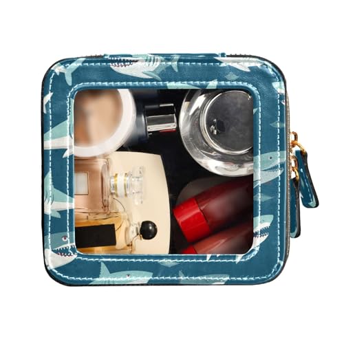 FRODOTGV Make-up-Tasche, Motiv: blauer Fisch und Meer, transparent, klein, wasserdicht, Reise-Kulturbeutel, Make-up-Organizer, Blaues Fischmeer, 1 Size von FRODOTGV