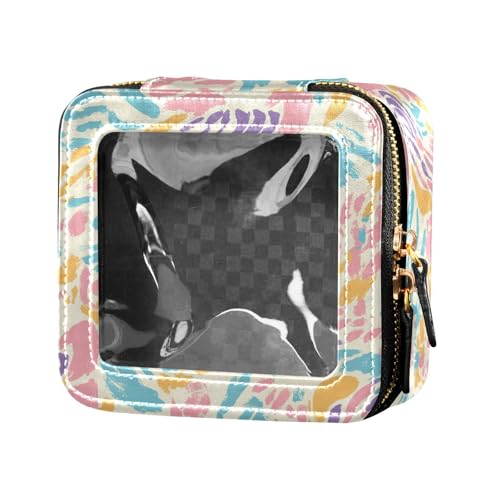 FRODOTGV Make-up-Tasche aus Leder mit blauen und gelben Schmetterlingen, transparent, für Geldbörse, Hautpflege, Kosmetik-Organizer für Mädchen und Frauen, Tiger-Aufdruck, 1 Size von FRODOTGV