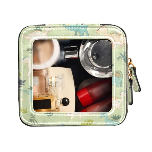 FRODOTGV Make-up-Tasche mit Dinosaurier-Hintergrund, transparent, Reise-Kulturbeutel, Make-up-Tasche, Organizer, Dinosaurier-grüner Hintergrund, 1 Size von FRODOTGV