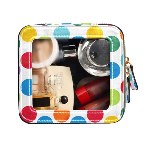 FRODOTGV Make-up-Tasche mit Regenbogen-Punkten, transparent, Reise-Kulturbeutel, tragbarer Make-up-Organizer, Regenbogenfarbene Punkte, 1 Size von FRODOTGV