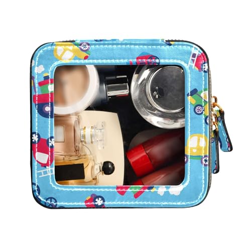 FRODOTGV Make-up-Tasche mit kleinem Muster auf hellblauer, transparenter Make-up-Tasche, Kulturbeutel, Nagellack-Organizer-Tasche, Kleines Muster auf Hellblau, 1 Size von FRODOTGV
