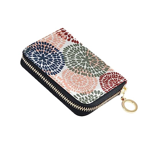 FRODOTGV Medaillon Floral Slim Kreditkartenetui Mädchen risikofrei RFID Geldbörse Leder Reißverschluss Geld Organizer für Reisen, Medaillon mit Blumenmuster, 1 size, Classic von FRODOTGV