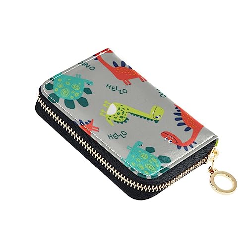 FRODOTGV Mini-Geldbörse mit niedlichem Dinosaurier-Motiv, für Mädchen, risikofrei, RFID-blockierend, Leder, Reißverschluss, Geldorganizer, Niedlicher Dinosaurier, bunt, 1 size, Classic von FRODOTGV