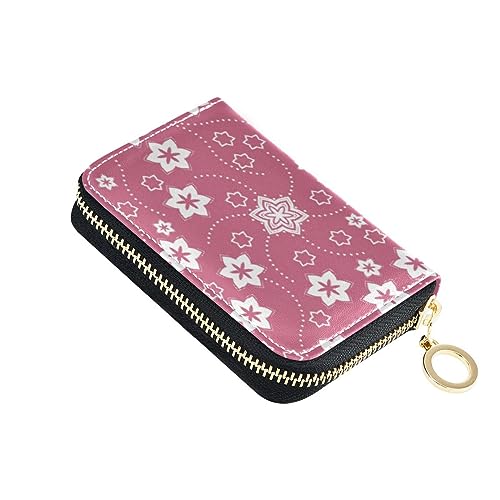 FRODOTGV Mini-Karten-Brieftaschen für Damen, sichere RFID-blockierende Brieftaschen, Leder, Reißverschluss, Kreditkartenfächer, Rosa, Rosa Blumen, 1 size, Classic von FRODOTGV