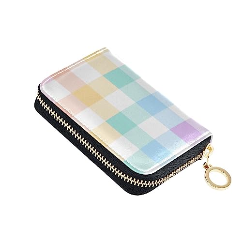 FRODOTGV Mini-Karten-Geldbörse, geometrisch, bunt, kariert, für Mädchen, sicher, RFID-Geldbörse, Leder, Reißverschlusstasche für Reisen, Geometrisches, buntes Karomust, 1 size, Classic von FRODOTGV