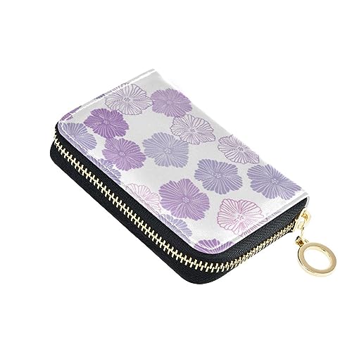 FRODOTGV Mini-Karten-Organizer für Damen, risikofrei, RFID-blockierend, Leder, Reißverschlusstasche, Geldbörse für Reisen, Lila Rosa Blumen, 1 size, Classic von FRODOTGV