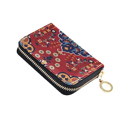 FRODOTGV Mini-Kartenhalter, Motiv: persischer Teppich, Blumenmotiv, für Mädchen, risikofrei, RFID-blockierend, Leder, Reißverschluss, Geldorganizer für Reisen, Perserteppich, 1 size, Classic von FRODOTGV