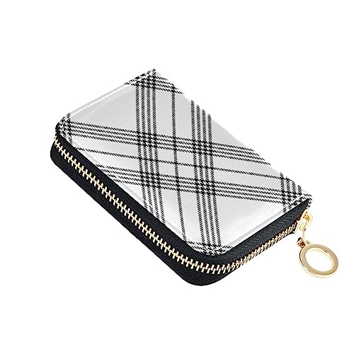 FRODOTGV Mini-Kartenhalter für Damen, RFID-Geldbörse, Leder, Reißverschluss, Schwarz / Weiß, Schwarz-Weiß-Plaid, 1 size, Classic von FRODOTGV