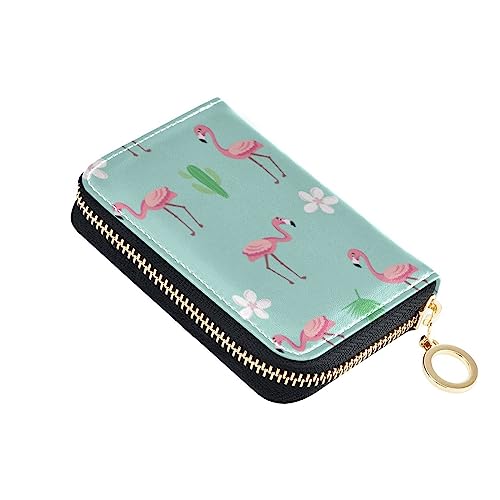 FRODOTGV Mini-Kartenhalter im Flamingo-Stil, für Mädchen, sichere RFID-Geldbörse, Leder, Reißverschluss, für Reisen, Pinker Flamingo-Stil, Einheitsgröße, Classic von FRODOTGV