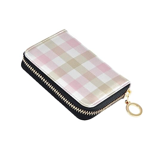 FRODOTGV Mini-Kreditkartenetui für Damen, schottisches Büffelkaro, mit RFID-Reißverschluss, Kreditkartenfächer, für die Arbeit, Pink, Pink, 1 size, Classic von FRODOTGV