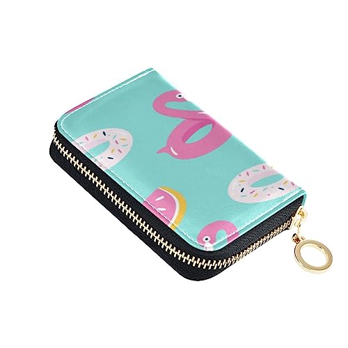 FRODOTGV Mini-Kreditkartenetui mit Flamingo-Ringen, für Damen, sicher, RFID-Geldbörse, Leder, Reißverschluss, Kreditkartenfächer für die Arbeit, Summer Pink Flamingo, Einheitsgröße, Classic von FRODOTGV