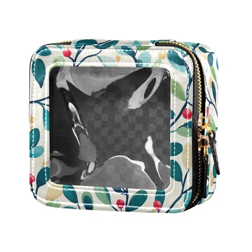 FRODOTGV Mini-Make-up-Tasche, Motiv: Schmetterlinge auf weiß-rosa, klein, Kulturbeutel, Nagellack-Organizer für Mädchen und Frauen, Winter Weihnachten Zweige des Mistelzweigs, Einheitsgröße von FRODOTGV