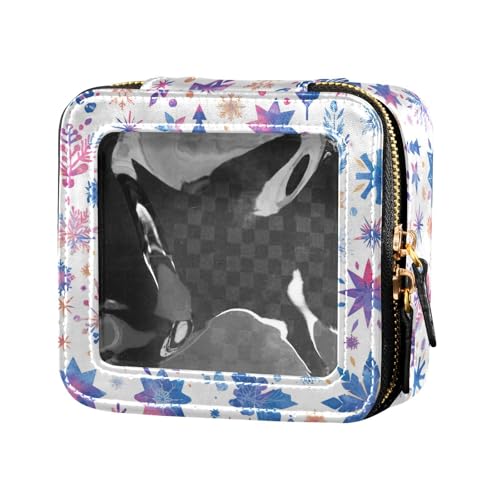 FRODOTGV Mini-Make-up-Tasche mit Schneeflocken, für Mädchen, Damen, Kosmetiktasche, Reise-Kulturbeutel, transparent, Weihnachten mit Schneeflocken, Einheitsgröße von FRODOTGV